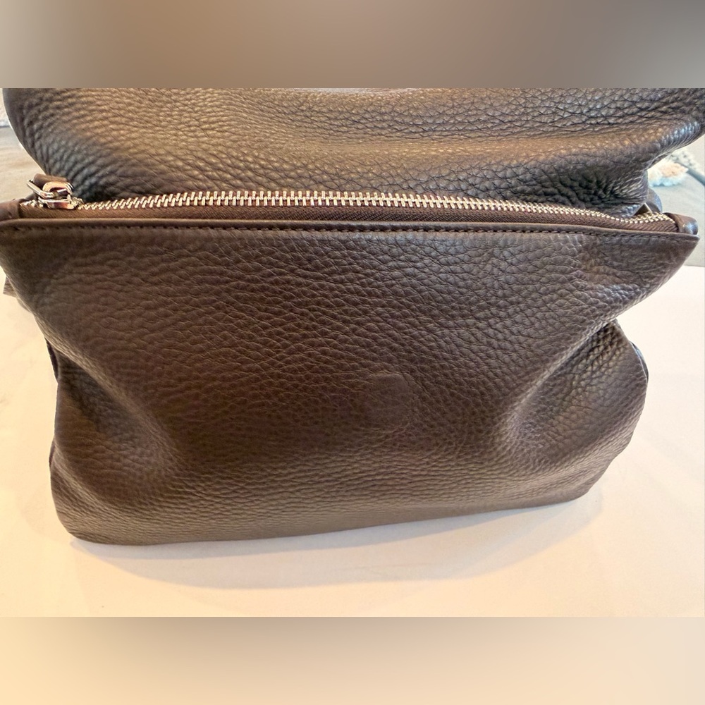 & Other Stories Brown Pebbled Leather Foldover Crossbody Bag‎ Minimal - Picture 7 of 9